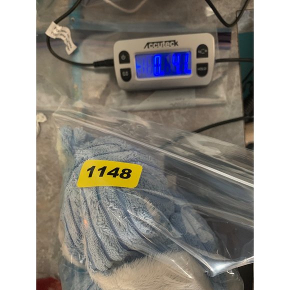 Kids of America Corp Blue Corduroy Plush Stuffed Animal Bunny Blue Bow Pink Plas - Picture 11 of 11